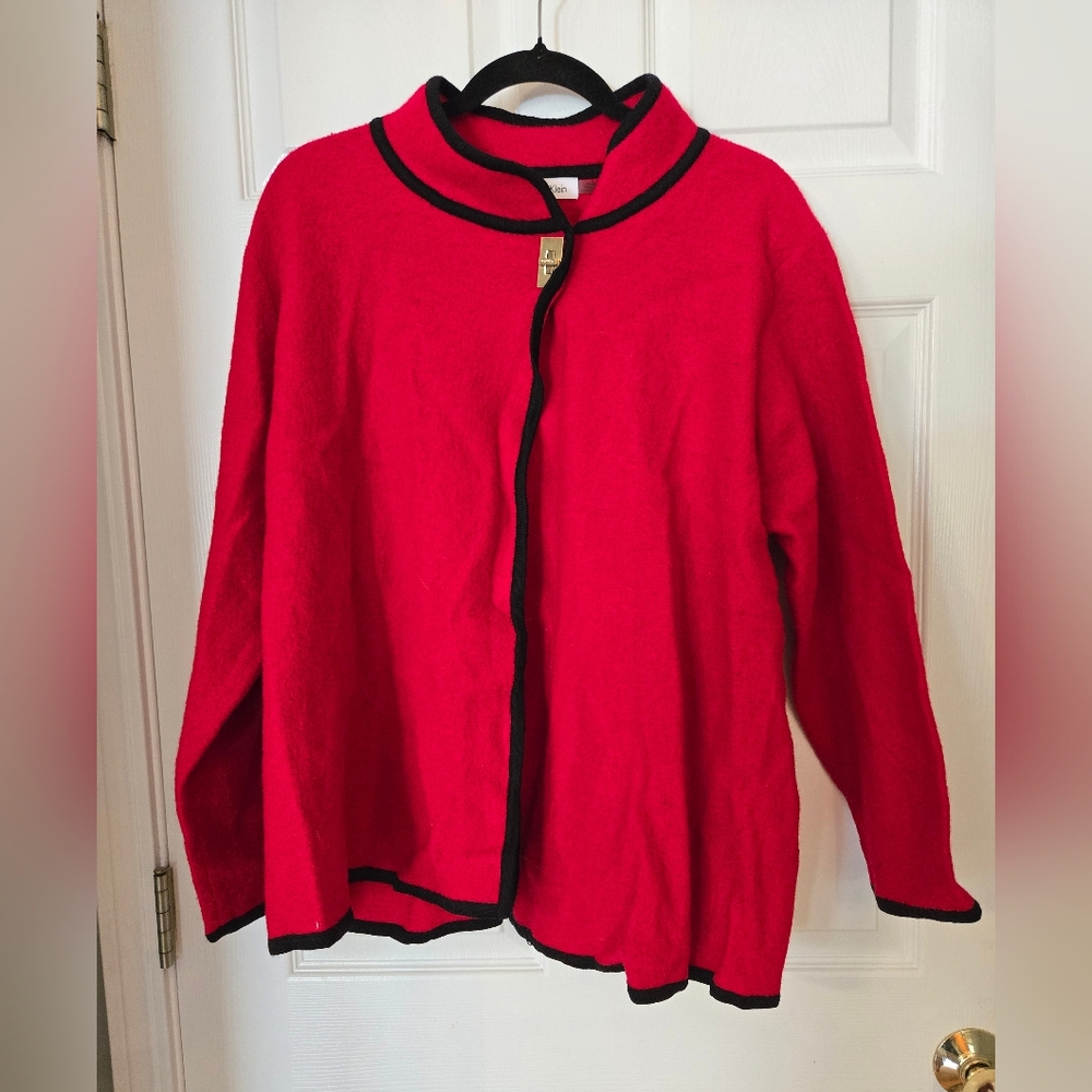 Calvin Klein Red Sweater with Black Trim